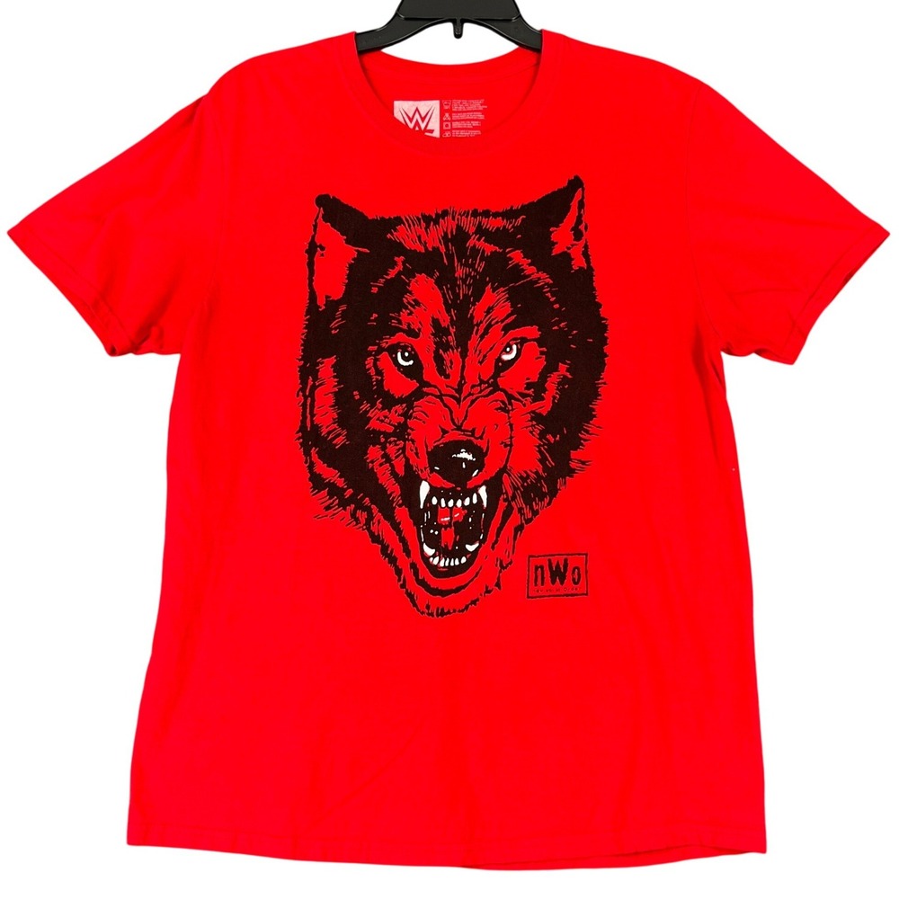 WWE nWo New World Order Wolfpac T-Shirt Mens L Wolf Graphic Back Wrestling Tee